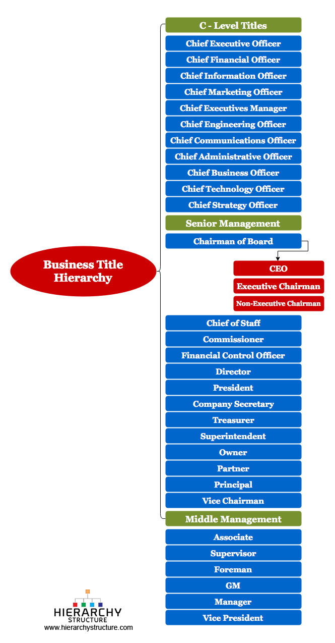 Business Titles And Management Hierarchy Chart And Structure